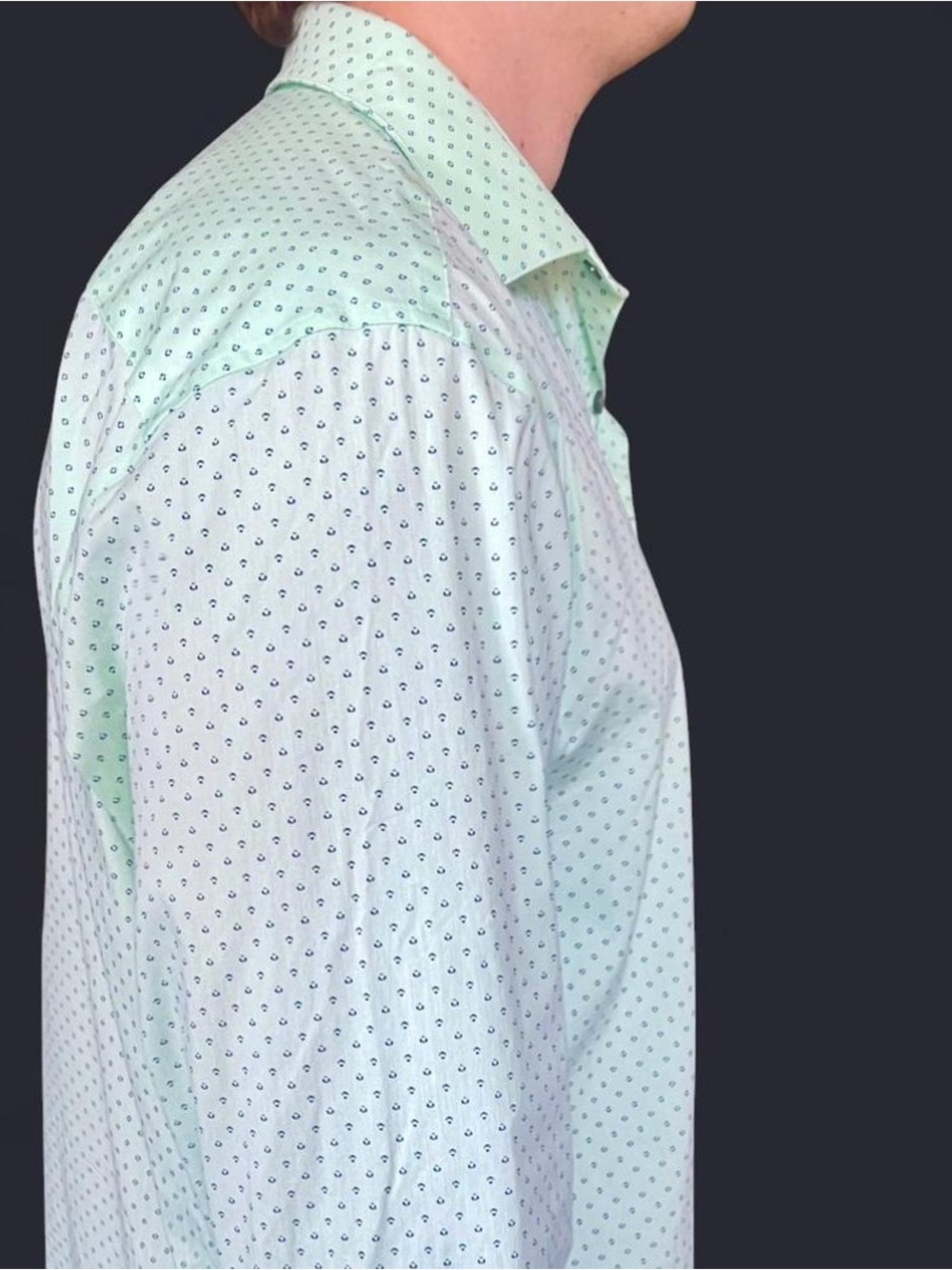 Alfani: Men’s Mint Green Printed Button-Up Shirt - Picture 2 of 4